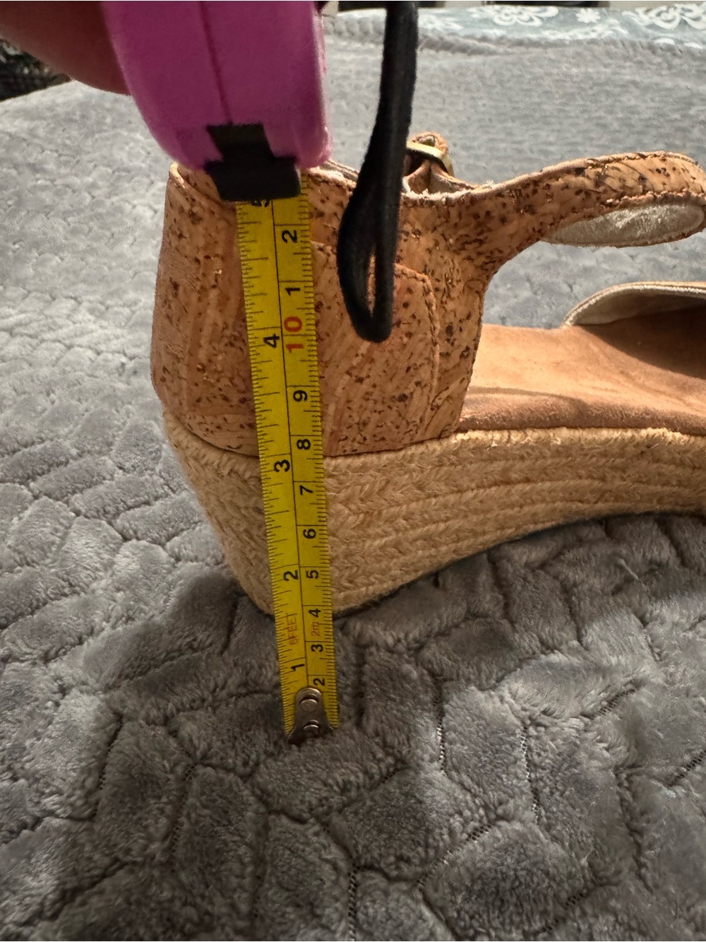 TOMS Cork Wedge Sandals in Tan with Ankle Strap - Picture 9 of 9